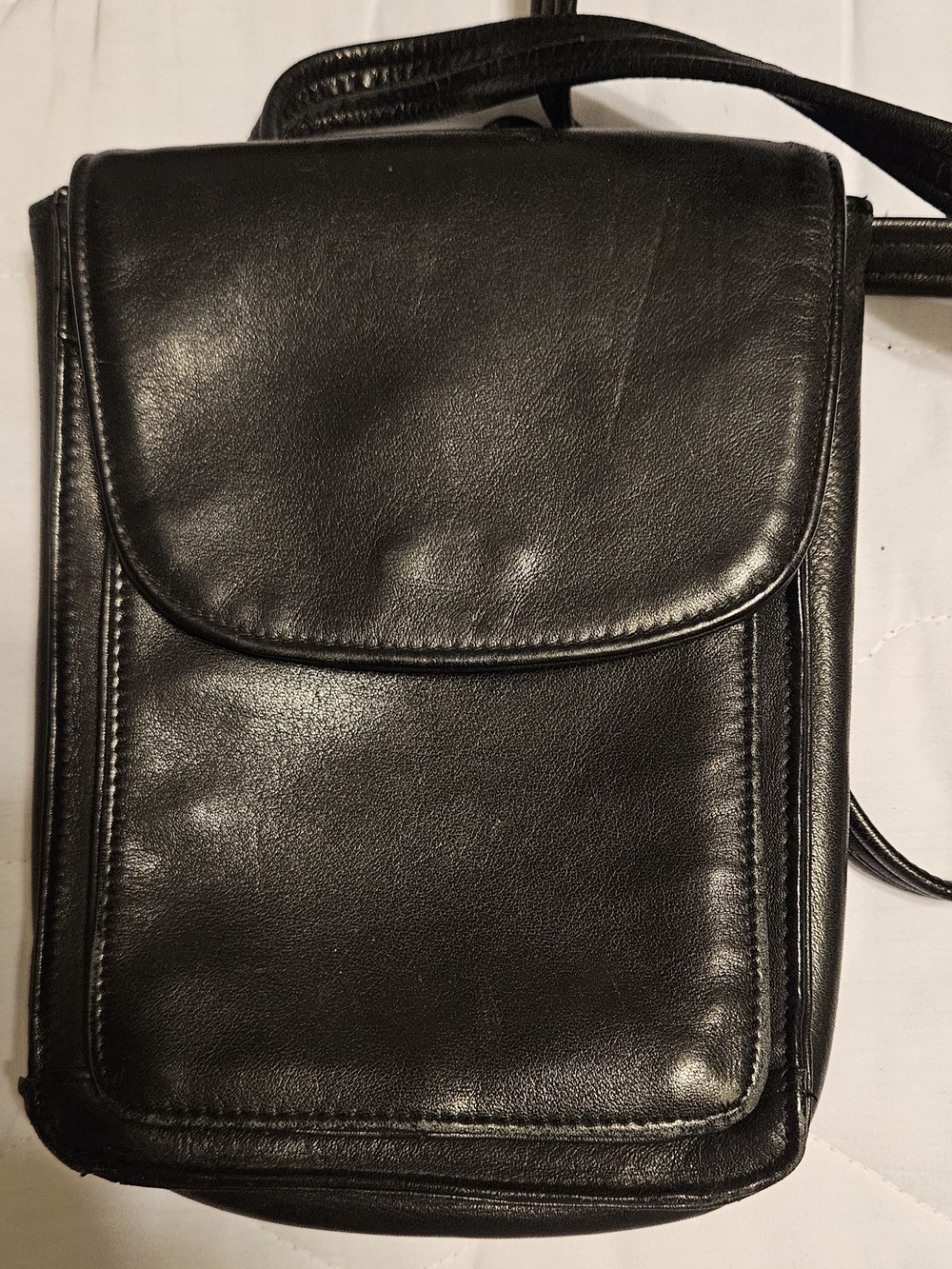 Tignanello Soft Black Leather Dual Sided Crossbody/Wallet Bag